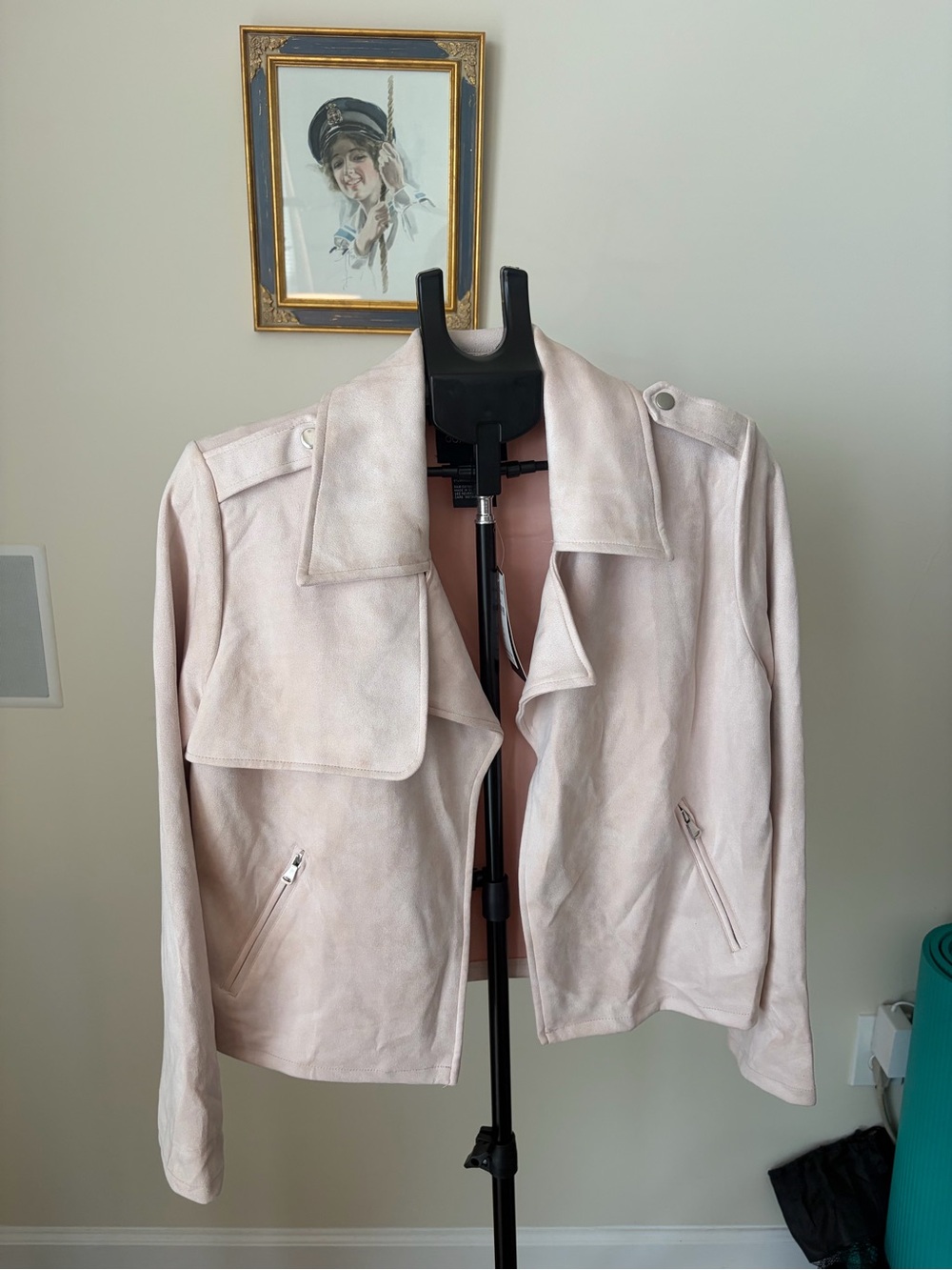 Women’s Light Pink Suede Moto Jacket